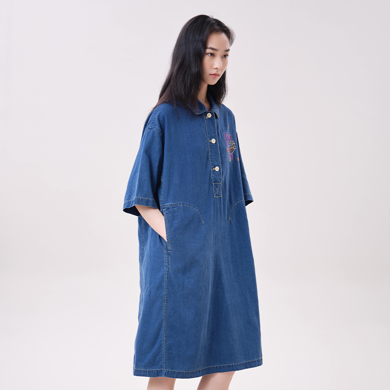 MOVEUP Lyocell Denim Dress Pol - đánh giá và giá Midi Dress