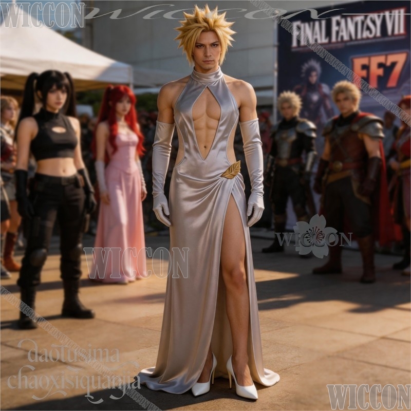 FF7 Cosplay Cloud High Slit We - đánh giá và giá Evening Gown