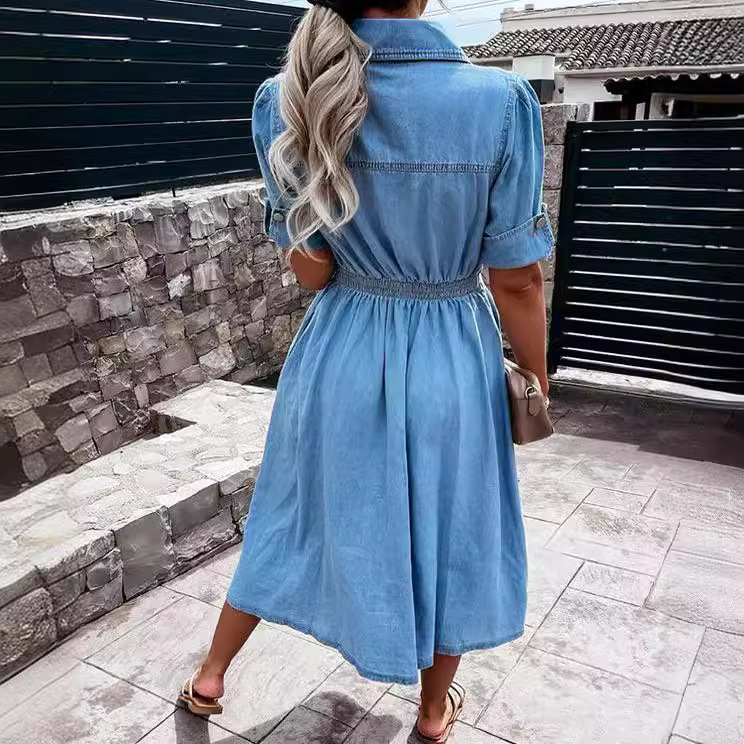 Women's Light Wash Denim Shirt - đánh giá và giá Midi Dress