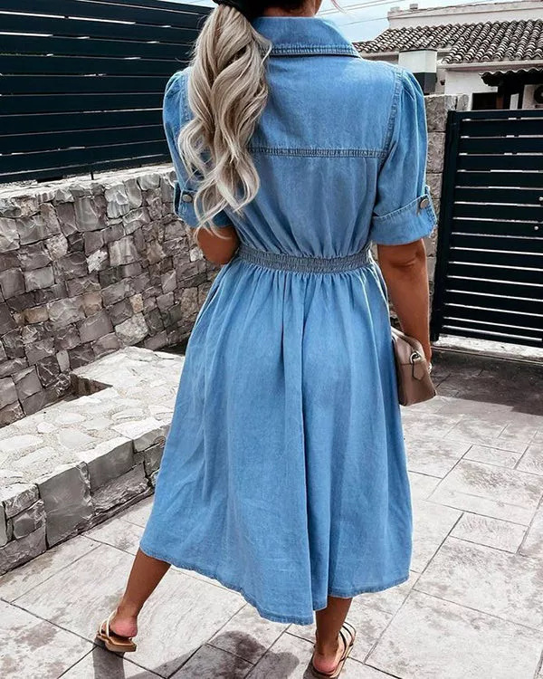 Women's Light Wash Denim Shirt - đánh giá và giá Midi Dress