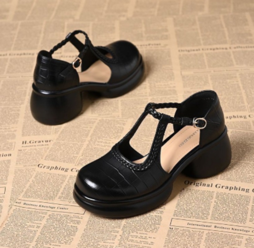 Women Black Croc‑Embossed Mary - đánh giá và giá Womens Heels